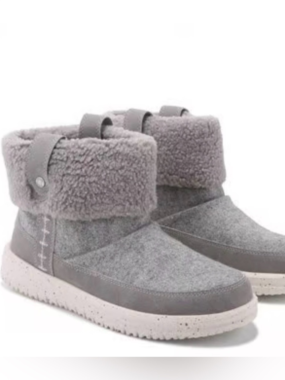 Hey Dude Kids Grey Faux-Shearling Cuffed Boots